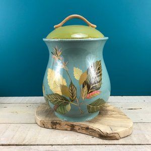 TRACY PORTER Autumn Leaf Cookie Jar 2007 Olivewood Collection Botanical Canister